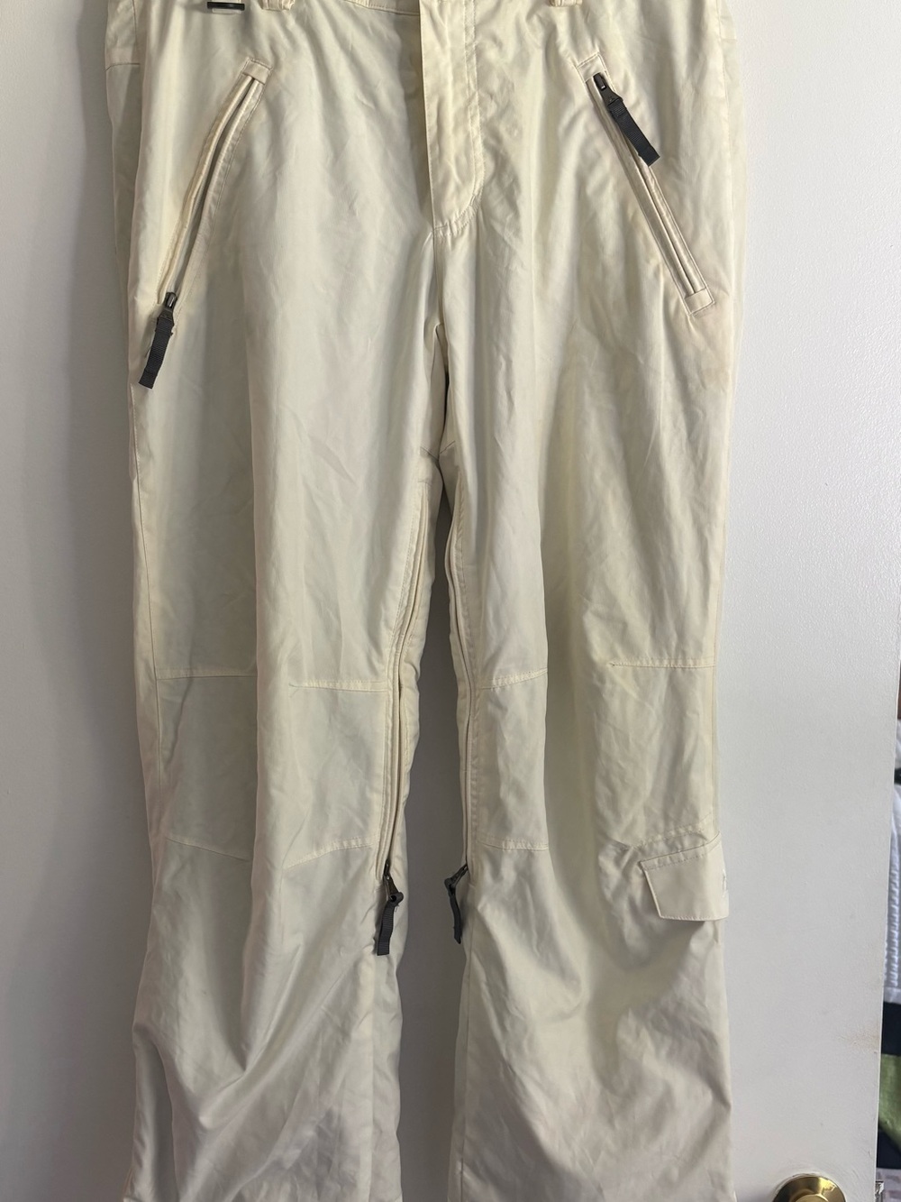 Women's Cream Cargo Pants with Zip Pockets
